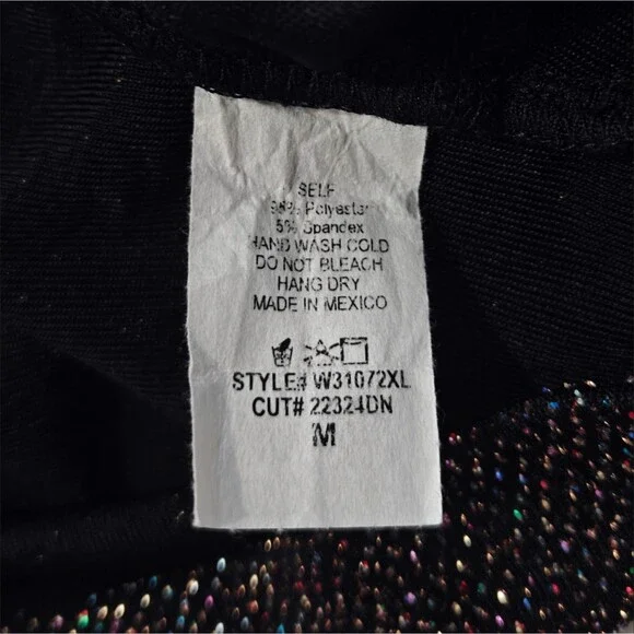 Vtg 90s Mesh Crop Tank Top M Medium Black Whimsigoth Sparkle Glitter Cowl - Picture 8 of 8